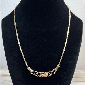 Super Trendy and Very Cool Gold Heart Necklace Signed Korea